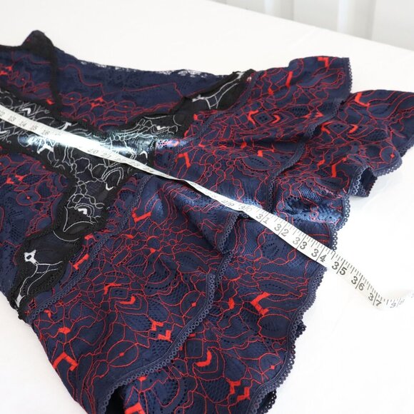 Jonathan Simkhai Womens Lace Tiered Ruffle Hem Mini Dress Blue Red Black Size 6 - Picture 10 of 10